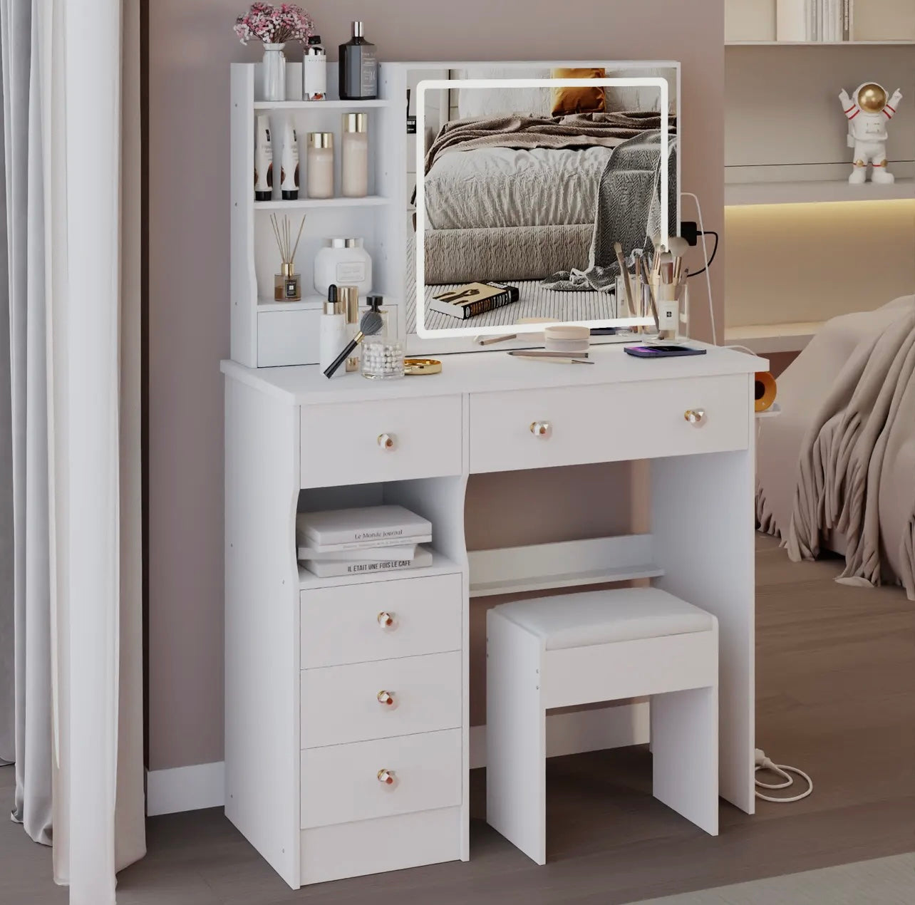 Modern Vanity Desk With Mirror