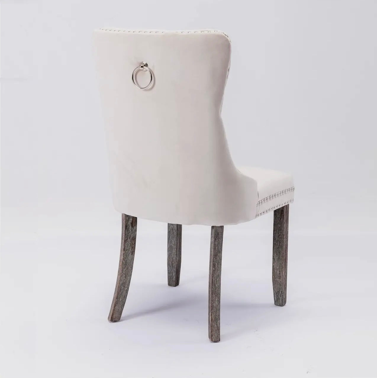 Beige Tufted Velvet Chairs (6 Set)