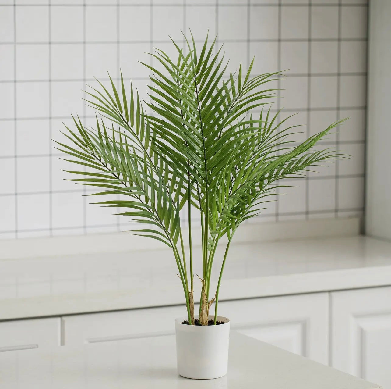 30” Artificial Palm tree in white pot