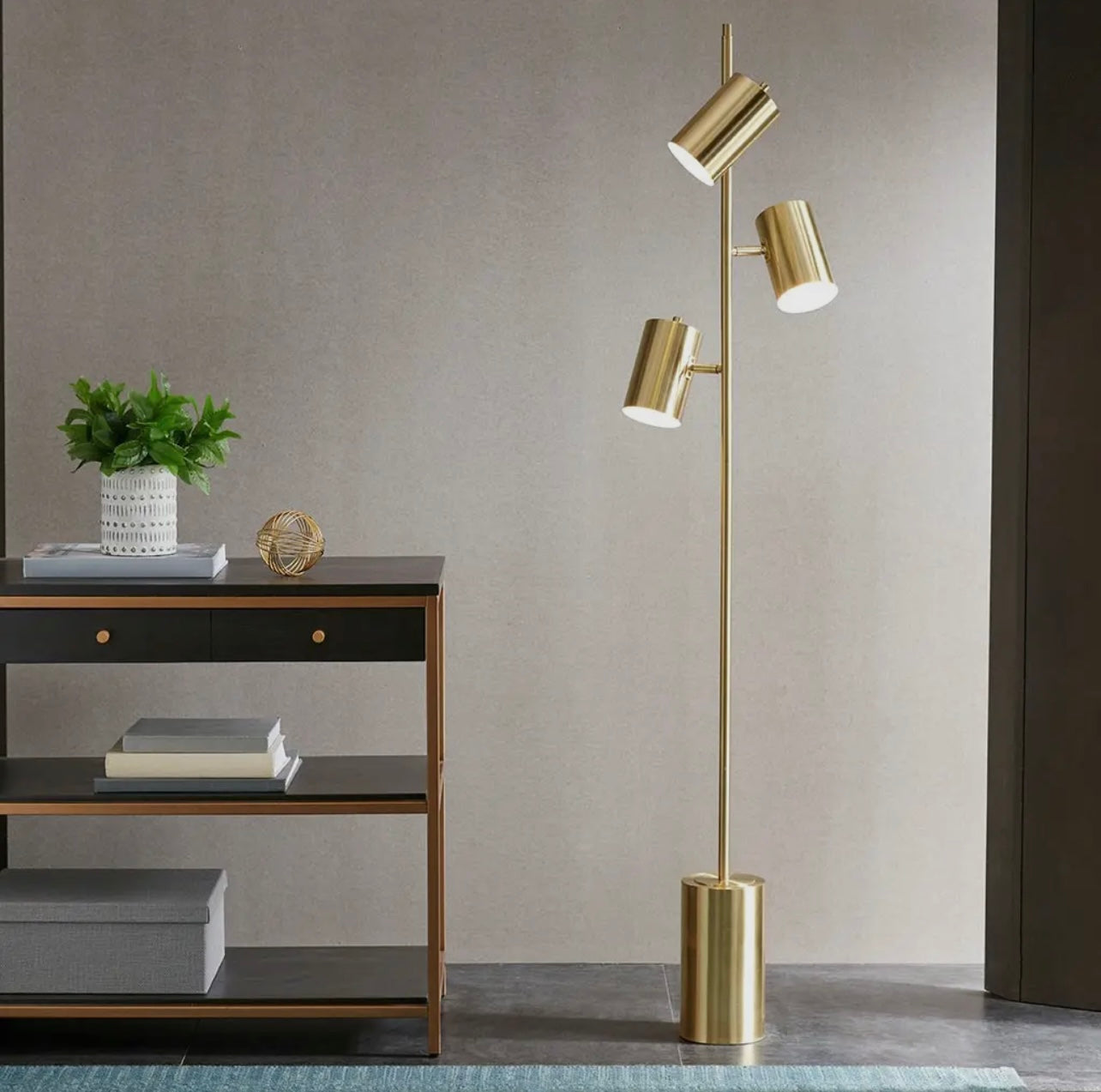 Gold metal floor lamp