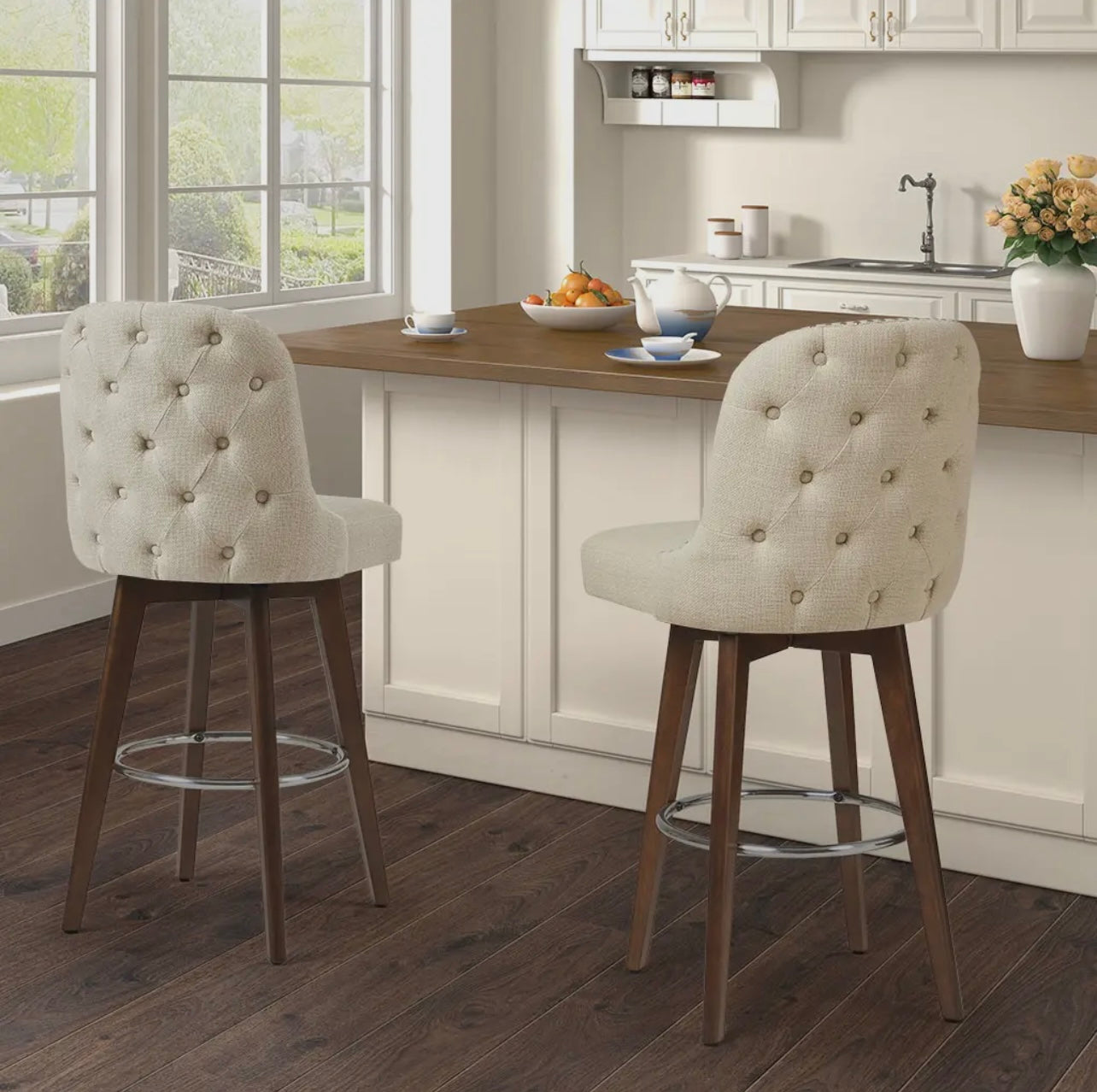 Tufted Swivel Stool