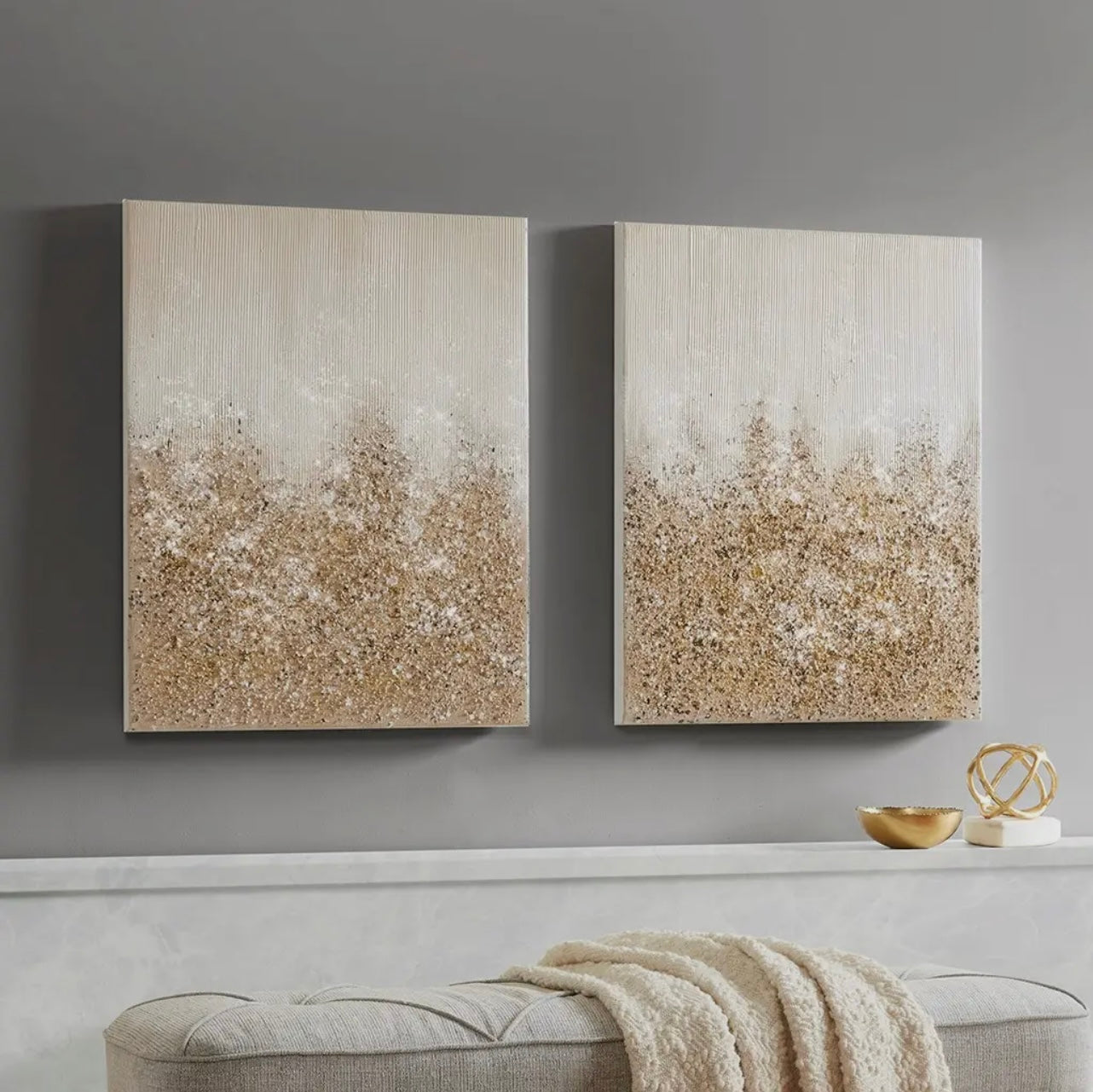 Embellished stone abstract wall art