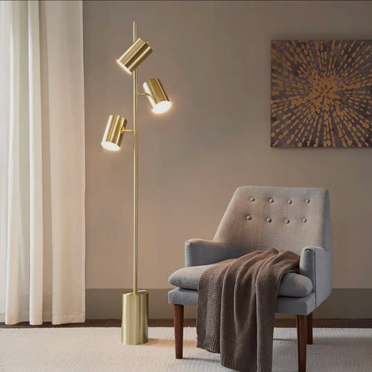 Gold metal floor lamp