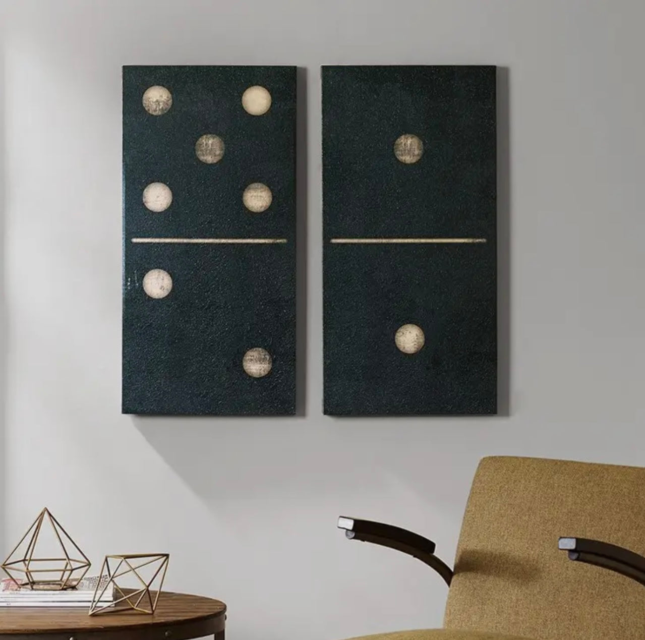 Black gold dominos canvas wall art