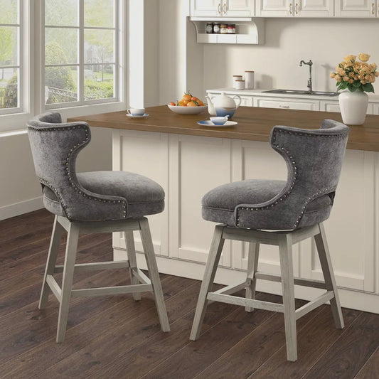 Open back winged swivel counter stool