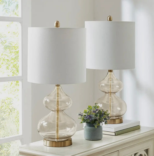 Clear glass base table lamps