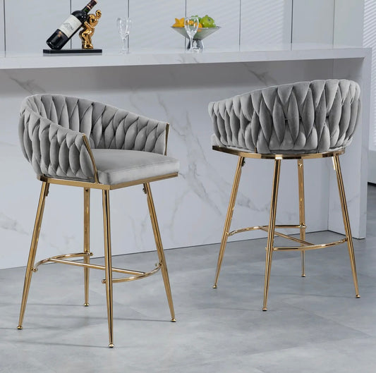Modern Velvet Bar Stools (2 Set)