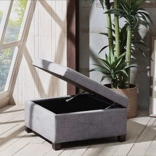 Button tufted square accent ottoman