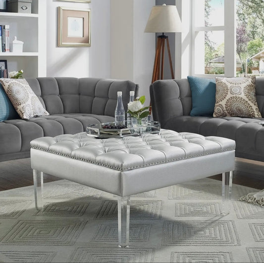 Leather cocktail Ottoman