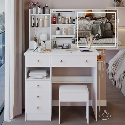 Modern Vanity Desk With Mirror