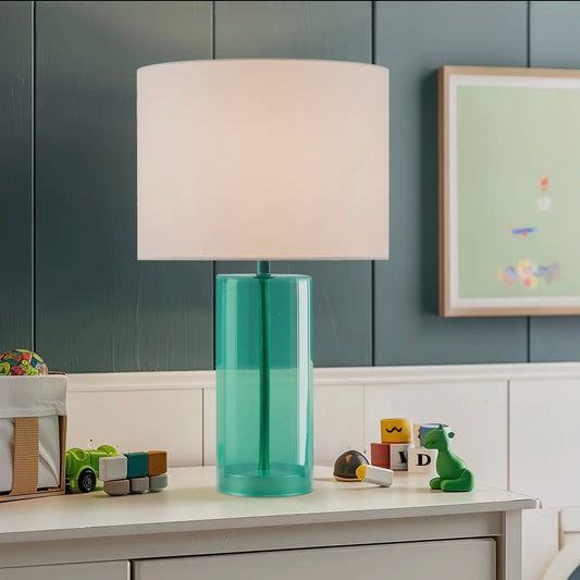 Drum shade glass lamp
